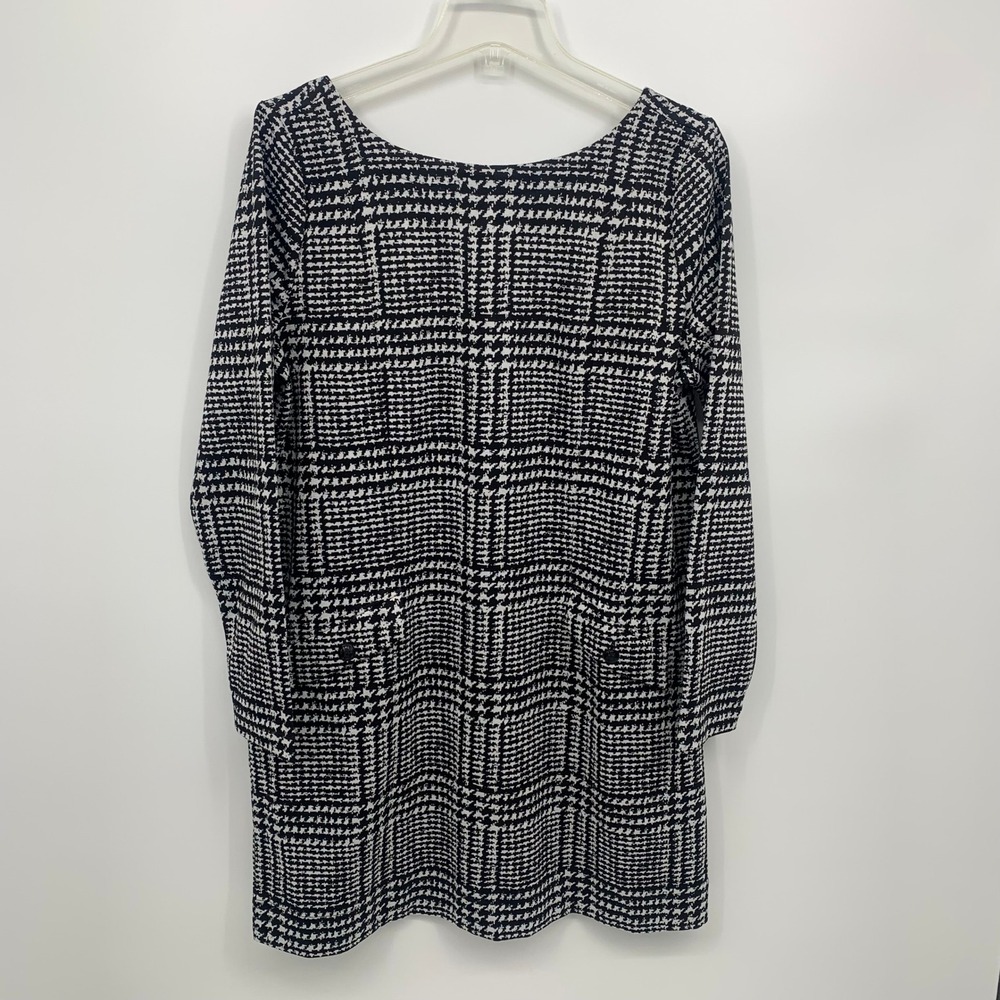 LOFT Black and White Houndstooth Mini Dress